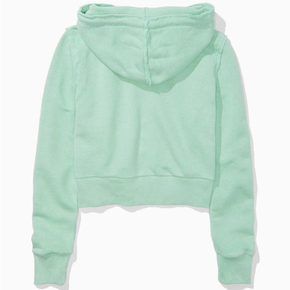 American Eagle Womens Large Mint Sun Set Zip-Up Cropped Hoodie - Picture 10 of 10